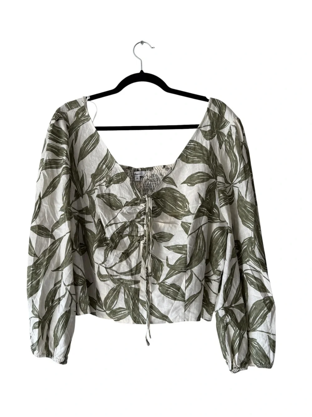 Reitmans Linen-Blend Midi Skirt Set Green Leaf Pattern High Side Slit Size XXL - Picture 5 of 16